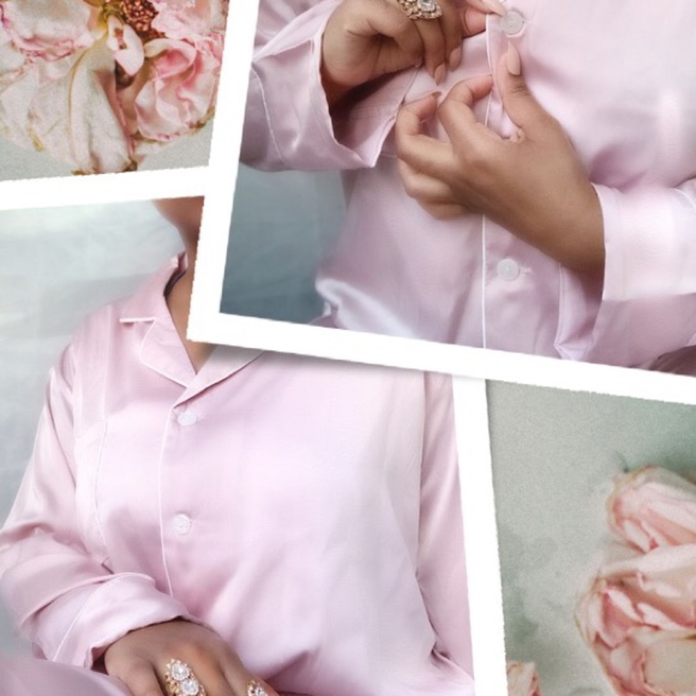 Ballerina Pink Satin Pajamas Top And Bottom